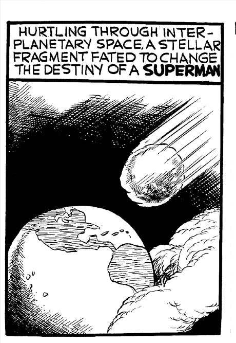 Page 2, panel 1, 1940 Shuster Studio artwork